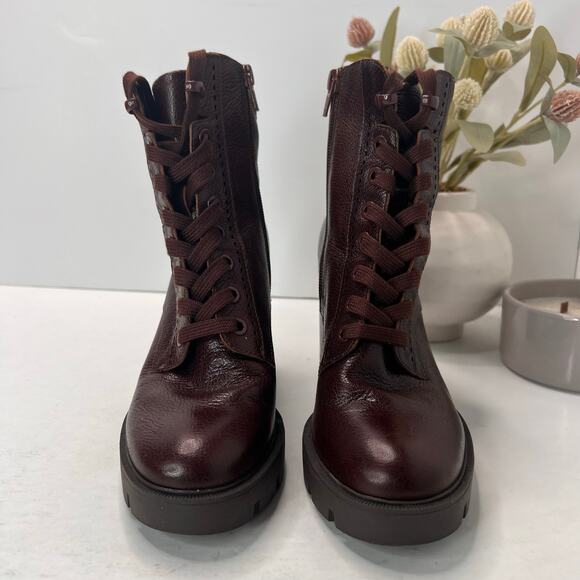 Naturalizer Prewitt Platform Chunky Heel Leather Boot Amber Brown Women's 6M NWB - Picture 2 of 9